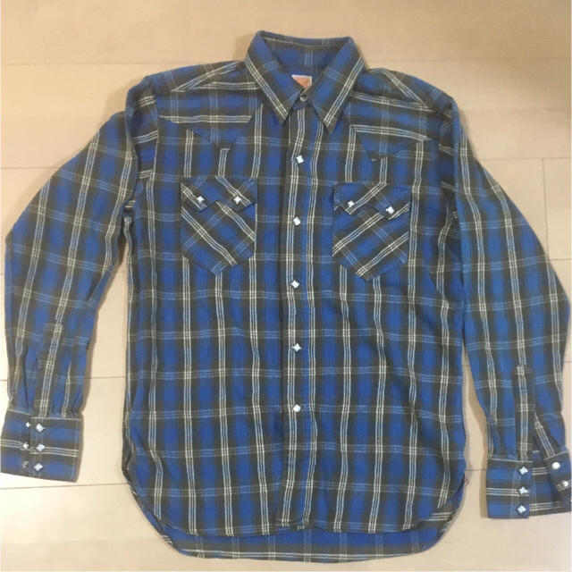 Sugar Cane(シュガーケーン)のシュガーケーン 青チェックウエスタンネルシャツ メンズのトップス(シャツ)の商品写真