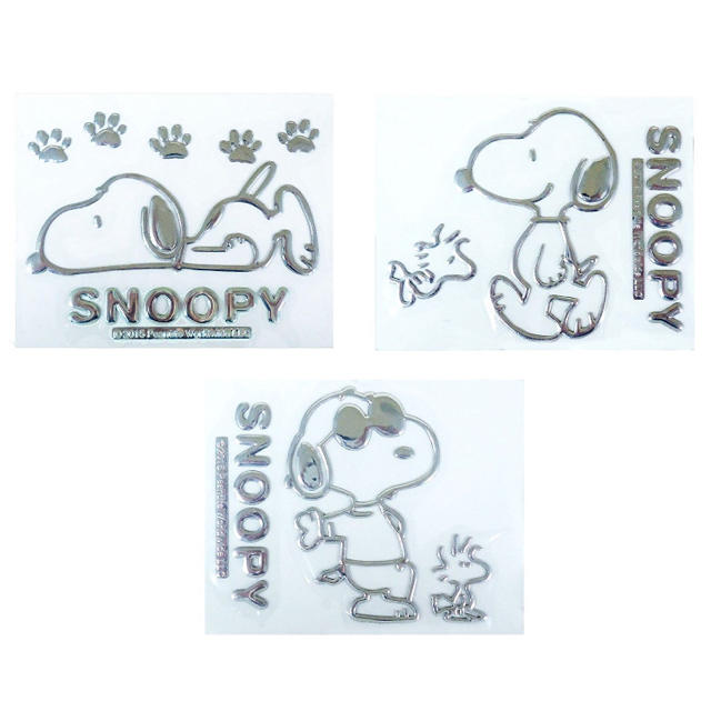 SNOOPY(スヌーピー)の［新品送料無料］エンブレムステッカー スヌーピー ABC３枚セット 自動車/バイクの自動車(車外アクセサリ)の商品写真