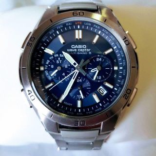 カシオ(CASIO)のカシオ ウェーブセプター マルチバンド６ 文字盤ブルー　中古美品(腕時計(アナログ))