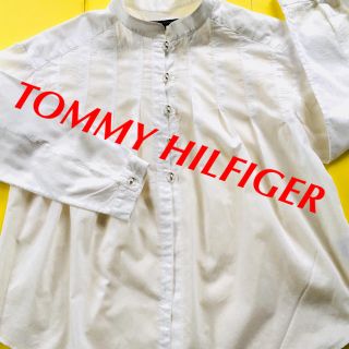 トミーヒルフィガー(TOMMY HILFIGER)のTOMMY HILFIGER ブラウス 七分袖 ホワイト コットン S(シャツ/ブラウス(長袖/七分))