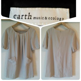 アースミュージックアンドエコロジー(earth music & ecology)の大きめ アースミュージック ベージュ ワンピース Mサイズ ゆったり(ひざ丈ワンピース)