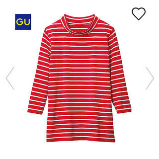 ジーユー(GU)のボーダー 赤 クルーネックT Tシャツ ブラウス カスタネ kbf 韓国 gu(Tシャツ(半袖/袖なし))