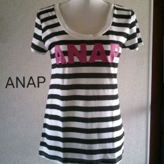 アナップ(ANAP)の新品★ANAPﾎﾞｰﾀﾞｰTｼｬﾂ(白/黒・M)(Tシャツ(半袖/袖なし))