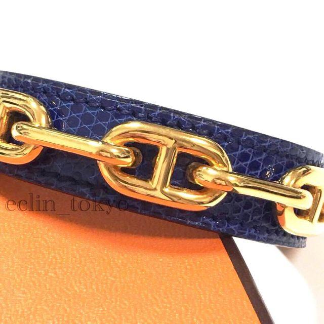 Hermes エルメス リザード シェーヌダンクル ブレスレット ネイビー Hermes エルメス リザード シェーヌダンクル ブレスレット ネイビー