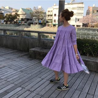 mite fairydress マーレット風ワンピ ライラック 新品未使用(ひざ丈ワンピース)