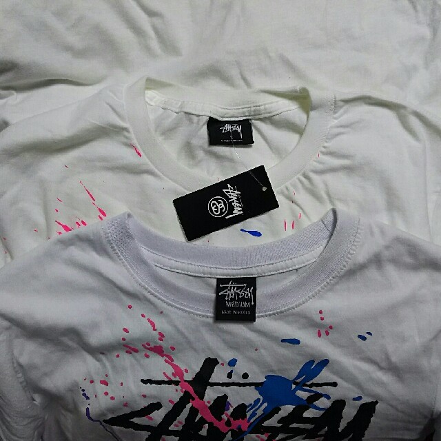 STUSSY(ステューシー)の【重要】ステューシー ツアー Tシャツ WT PAINT TEE 本物と偽物 A レディースのトップス(Tシャツ(半袖/袖なし))の商品写真