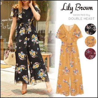 リリーブラウン(Lily Brown)のLily Brown ブーケ柄シフォンロンパース(オールインワン)