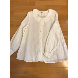 ネストローブ(nest Robe)のフレンチブリュ 麻ブラウス 白 サイズM〜L (シャツ/ブラウス(長袖/七分))