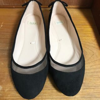 ザラ(ZARA)のzara バレエシューズ ブラック 黒(バレエシューズ)