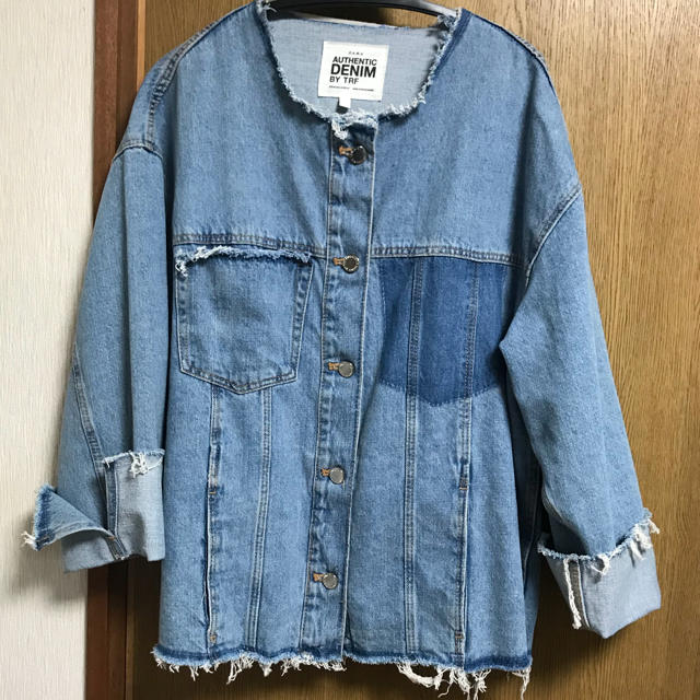 zara デニムジャケット ノーカラージャケット