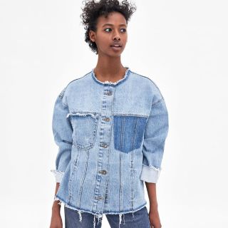 ザラ(ZARA)のzara デニムジャケット ノーカラージャケット(Gジャン/デニムジャケット)