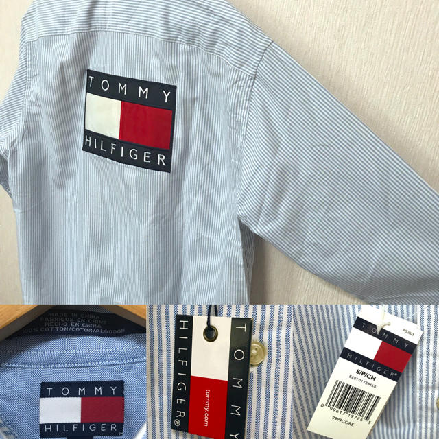 TOMMY HILFIGER(トミーヒルフィガー)のレア 90s 新品 ビッグフラッグ ストライプシャツ 長袖 BD L~ XL メンズのトップス(シャツ)の商品写真