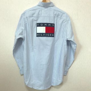 トミーヒルフィガー(TOMMY HILFIGER)のレア 90s 新品 ビッグフラッグ ストライプシャツ 長袖 BD L~ XL(シャツ)