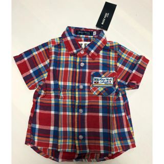 ベベ(BeBe)の【送料込】新品☆べべ☆BUZZ FUZZ☆半袖シャツ☆90☆チェック☆赤×青(Tシャツ/カットソー)