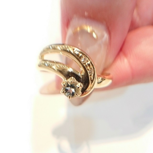 18金 アクアマリン ダイヤモンド リング k18 K18 誕生石 レディースのアクセサリー(リング(指輪))の商品写真