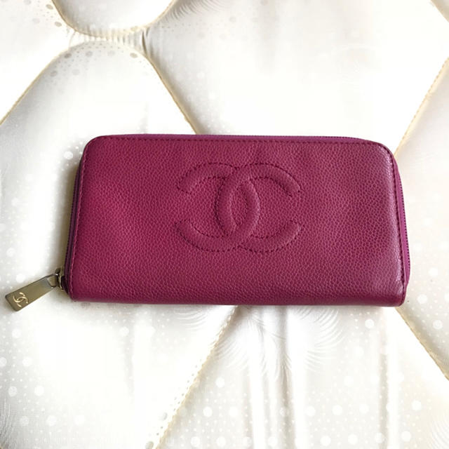 CHANEL キャビアスキン ラウンドファスナー長財布