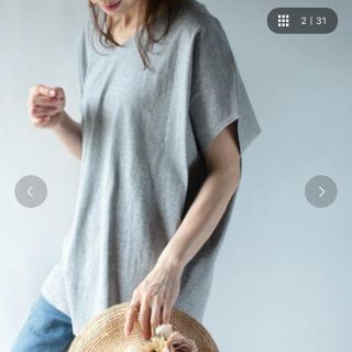 アンティカ(antiqua)のantiqua  Tシャツ カットソー シンプルドルマントップス グレー(カットソー(半袖/袖なし))