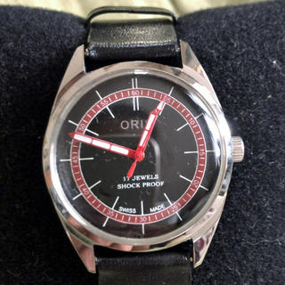 ヴィンテージORISグリーンダイアル腕時計 機械式手巻35.5㎜17石ST-96