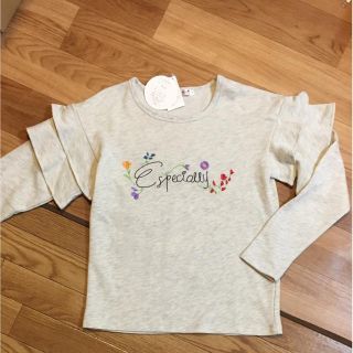 シマムラ(しまむら)の新品 しまむら 花 ボタニカル 刺繍 フリル 女児 キッズ プルオーバー(Tシャツ/カットソー)