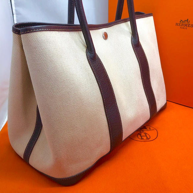 新品♬エルメス♡カンヌGMトートバッグポーチ付◆デニム水色ボーダーHERMES