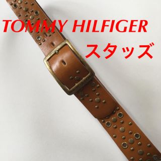 トミーヒルフィガー(TOMMY HILFIGER)のTOMMY HILFIGER ベルト 革 茶 NY購入 4.5㎝ L スタッズ(ベルト)