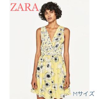 ザラ(ZARA)のsale!新品タグ付☆ZARAザラ☆フラワー柄ドレープドレス(ミニワンピース)