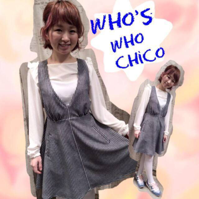 who's who Chico(フーズフーチコ)のギンガムチェック ジャンスカ レディースのワンピース(ひざ丈ワンピース)の商品写真