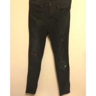 ザラ(ZARA)の希少 ZARA メンズ スキニーフィット ジッパー デニムパンツ 30 中古(デニム/ジーンズ)