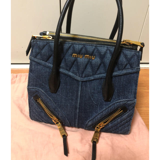 確実正規品 miumiu バイカー デニム バッグ ミュウミュウ ハンドバッグ 1