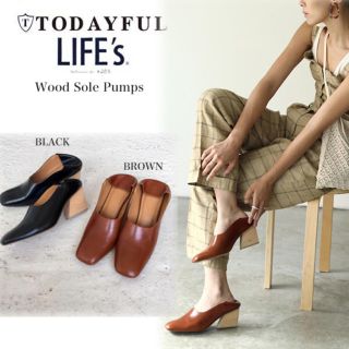 トゥデイフル(TODAYFUL)の値下♫ 今季完売品 トゥデイフル ウッドヒールパンプス(ハイヒール/パンプス)