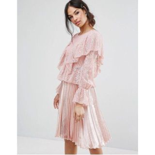 エイソス(asos)の4★UK8★ASOS系Missguidedデコ袖フリルブラウス(シャツ/ブラウス(長袖/七分))