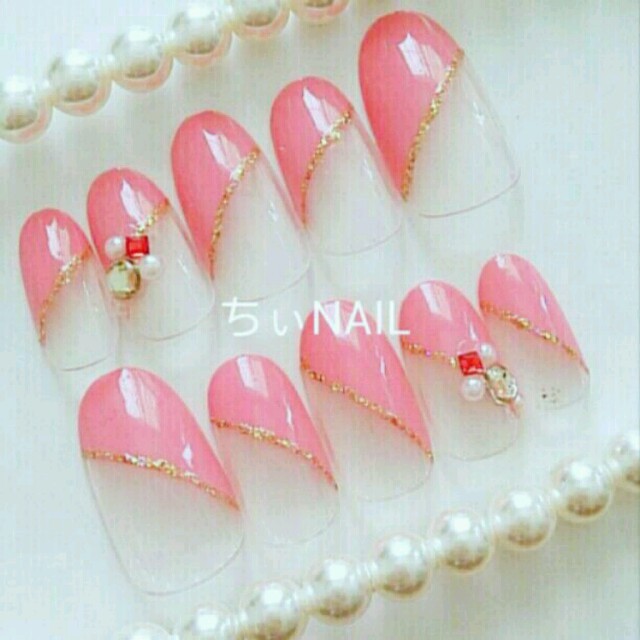 パステルピンクの斜めフレンチネイル カラー変更できますの通販 By ちぃ S Nail Shop ラクマ