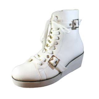 新品 ウエッジ ソール ショート ブーツ 26.5cm 3E ホワイト(ブーツ)