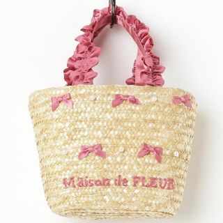 メゾンドフルール(Maison de FLEUR)の🎀新品メゾンドフルールかごバッグピンク(かごバッグ/ストローバッグ)