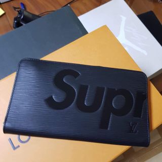 ルイヴィトン(LOUIS VUITTON)のsupreme louis vuitton 長財布 黒 ジッピー オーガナイザー(長財布)