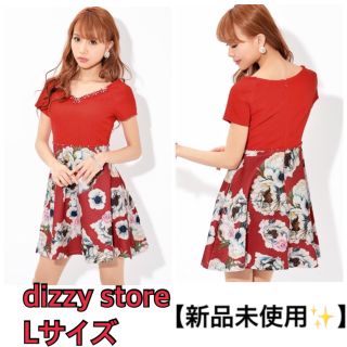 デイジーストア(dazzy store)のビジュー付リュクスフラワー柄Aラインミニドレス(ナイトドレス)