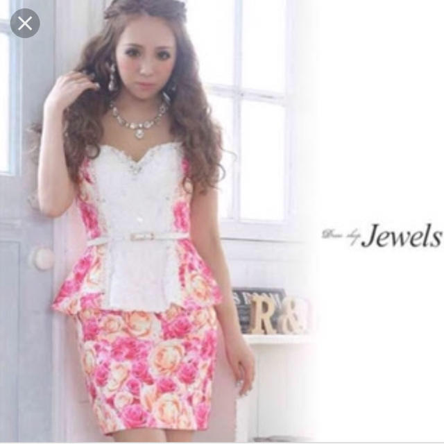 JEWELS(ジュエルズ)のジュエルズ Jewels 花柄ドレス ペプラム ミニドレス  レディースのフォーマル/ドレス(ミニドレス)の商品写真