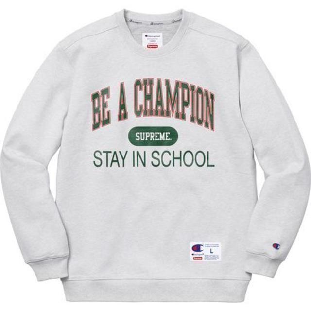 Champion Stay In School Crewneck グレーL