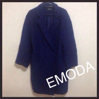 エモダ(EMODA)のEMODA ネップウールコート ネイビー(ロングコート)