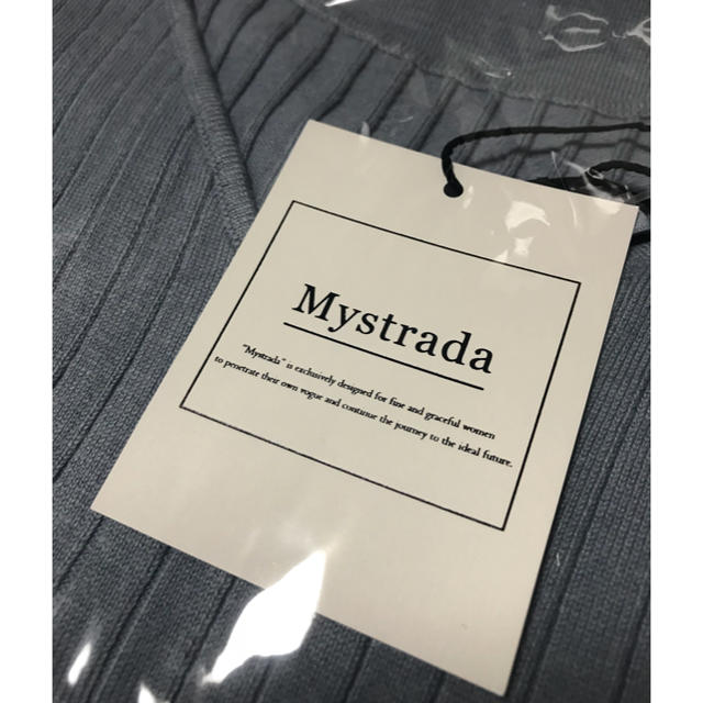 Mystrada 袖刺繍Vネックニットワンピース