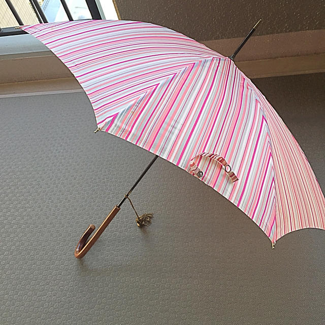 FOX フォックス 雨傘★アンブレラ★マラッカ ピンクホワイトストライプ レディースのファッション小物(傘)の商品写真