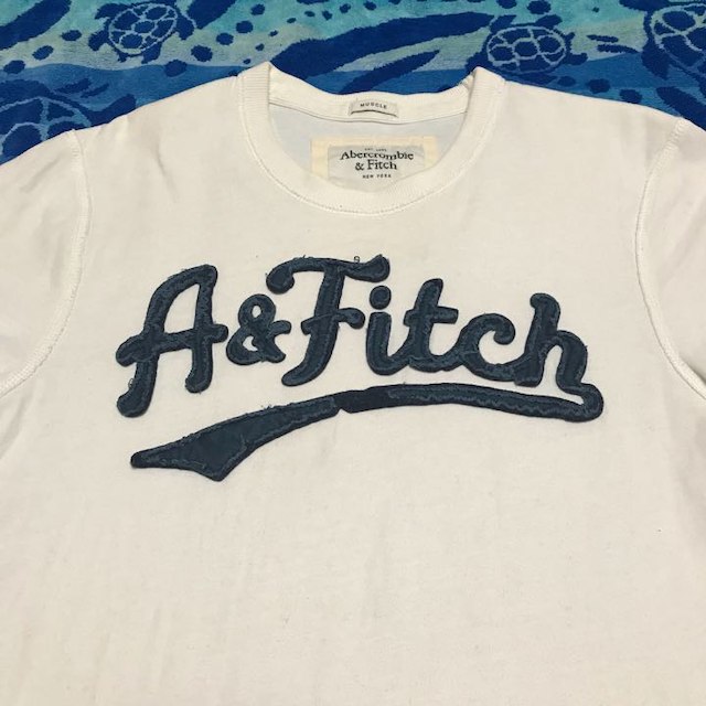 Abercrombie&Fitch(アバクロンビーアンドフィッチ)のAbercrombe&Fitch Tシャツ Ｌ 白×紺 メンズのトップス(その他)の商品写真