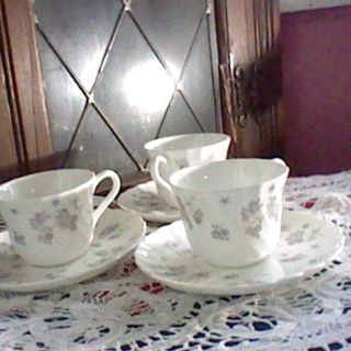 ウェッジウッド(WEDGWOOD)の黒壷　デミタス＊エイプリルフラワー＊ウエッジウッド３客(グラス/カップ)