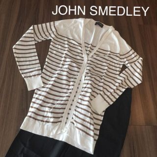 ジョンスメドレー(JOHN SMEDLEY)の美品☆JOHN SMEDLEY  ボーダーカーディガン  M  イギリス製 (カーディガン)