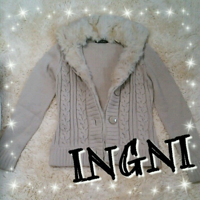 INGNI(イング)のINGNI❁ファー付きニットコート レディースのジャケット/アウター(毛皮/ファーコート)の商品写真