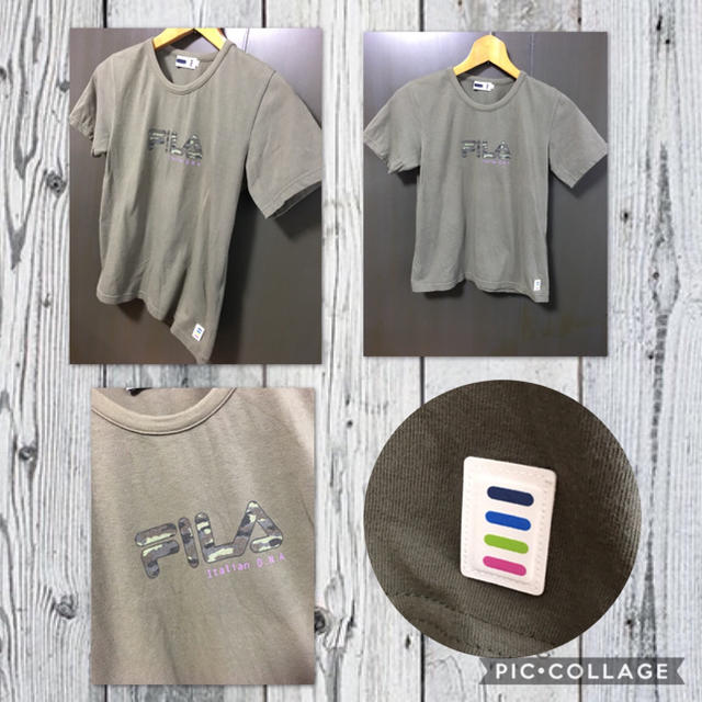 FILA(フィラ)のFILA 半袖カットソー Tシャツ 迷彩 ストレッチ効 L （M～L）美品 レディースのトップス(Tシャツ(半袖/袖なし))の商品写真