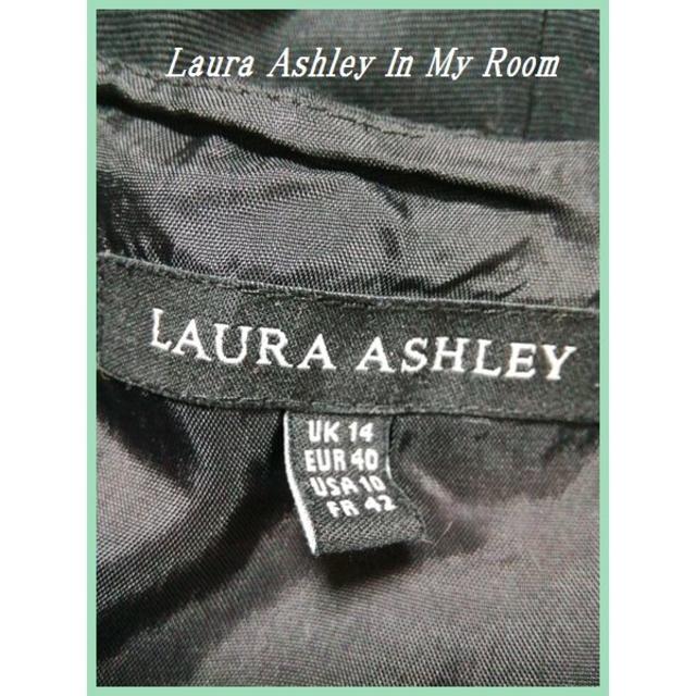 LAURA ASHLEY(ローラアシュレイ)の【英国輸入】ローラアシュレイ・黒無地ビーズウエストリボンUK14 レディースのワンピース(その他)の商品写真