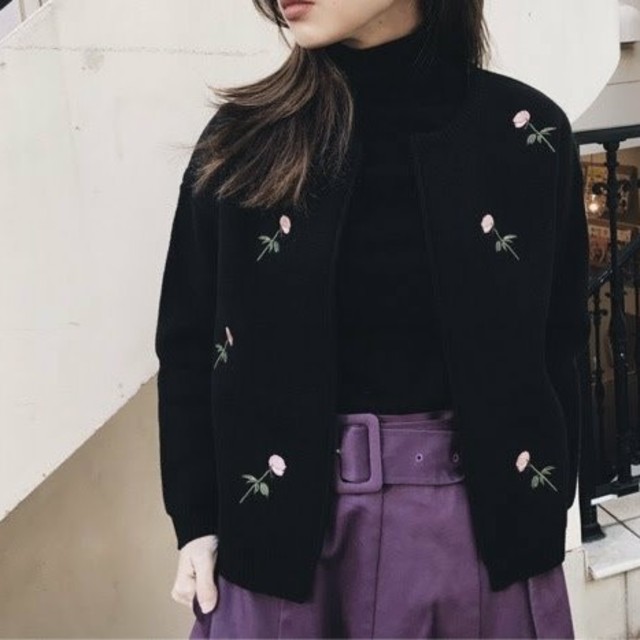 AMERI FLOWER EMBROIDERY JACKET KNIT