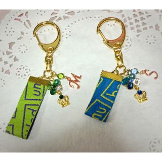 アラシ(嵐)のちい様専用「Five starの和」ハンドメイド キーホルダー 緑 青(キーホルダー/ストラップ)