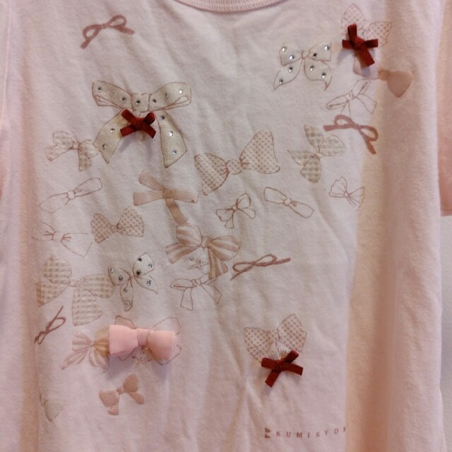 kumikyoku（組曲）(クミキョク)の組曲　リボン柄Tシャツ　120～130 キッズ/ベビー/マタニティのキッズ服女の子用(90cm~)(Tシャツ/カットソー)の商品写真
